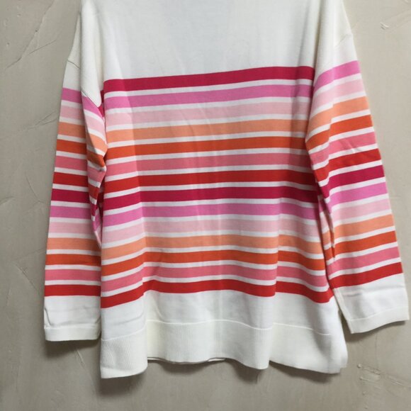 TALBOTS women's petite size XLP girlfriend cardigan sweater ivory, pink, coral - Picture 2 of 8